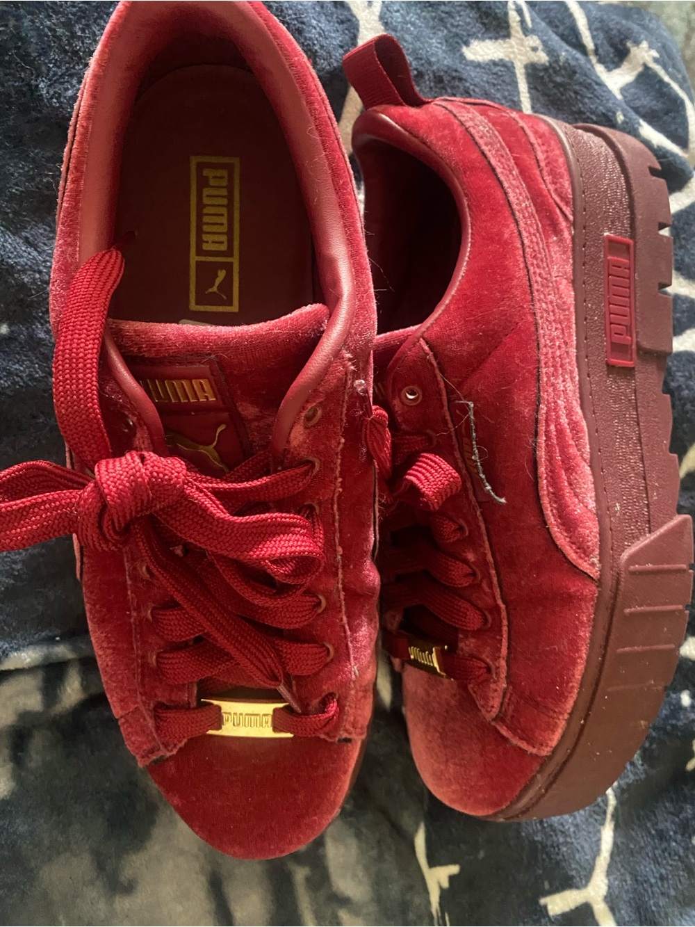 Puma Red Velvet Platform Sneakers